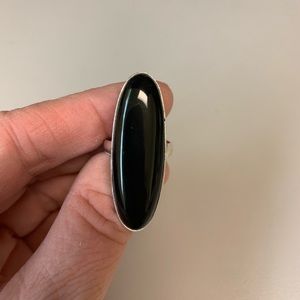 Onyx and SS size 8 ring -new